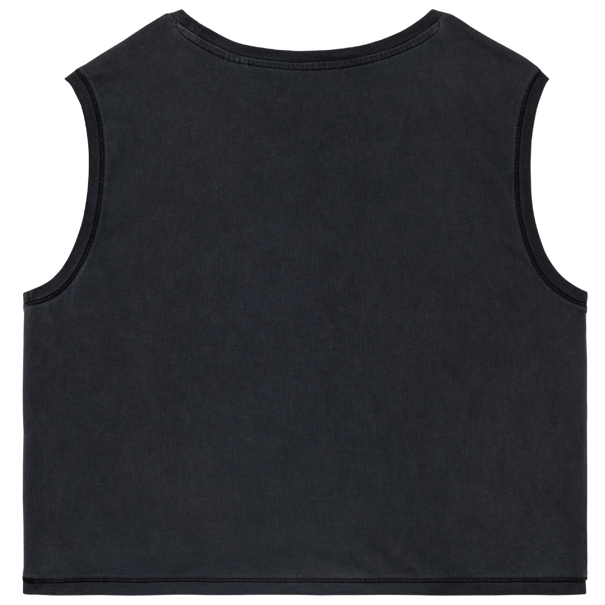 Achterkant van de verwassen zwarte cropped top.