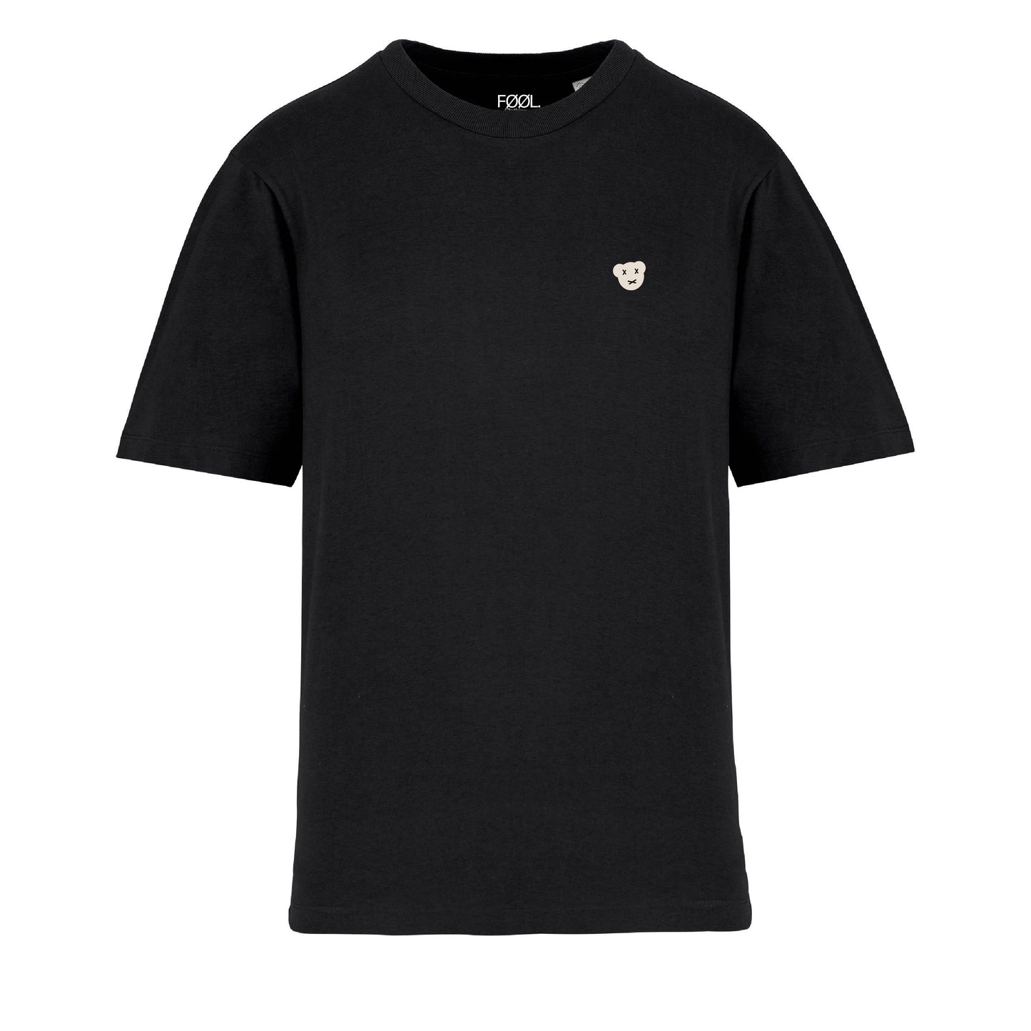 Zwart t-shirt met wit 'Bear' logo op de borst.