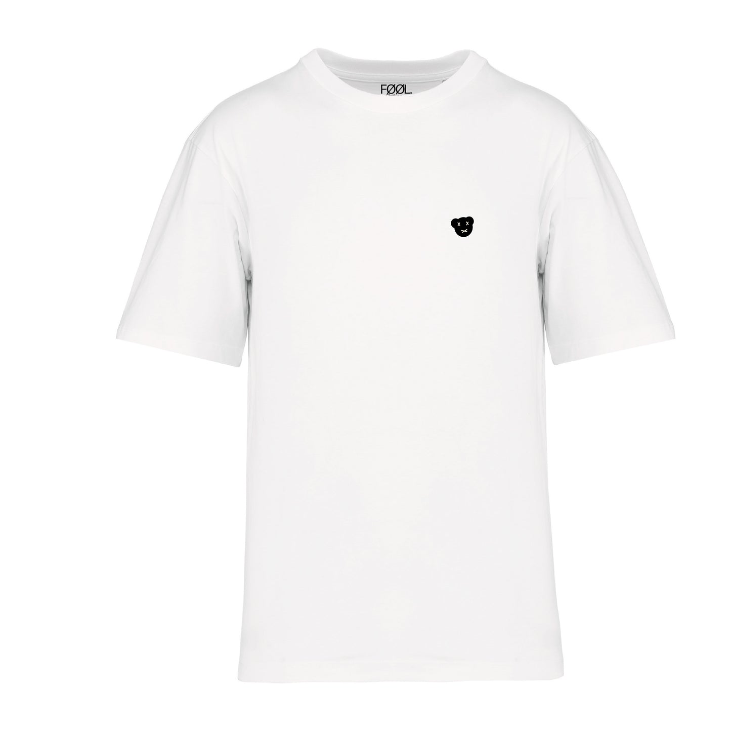 Wit t-shirt met zwart 'Bear' logo op de borst.