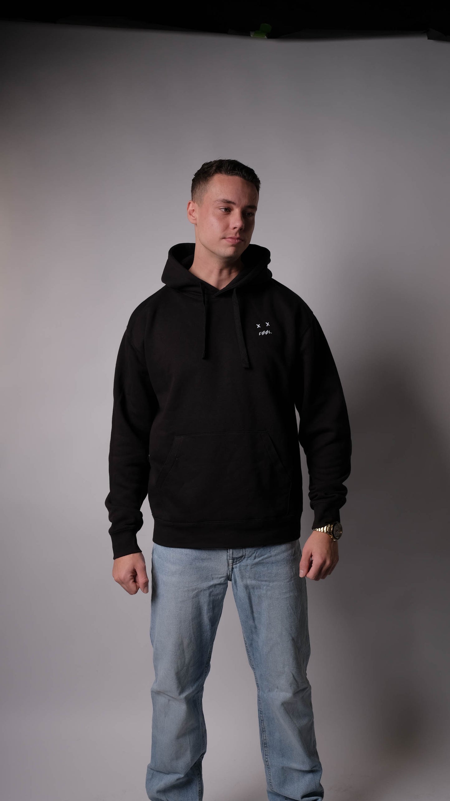 Abstract bear design hoodie - Zwart