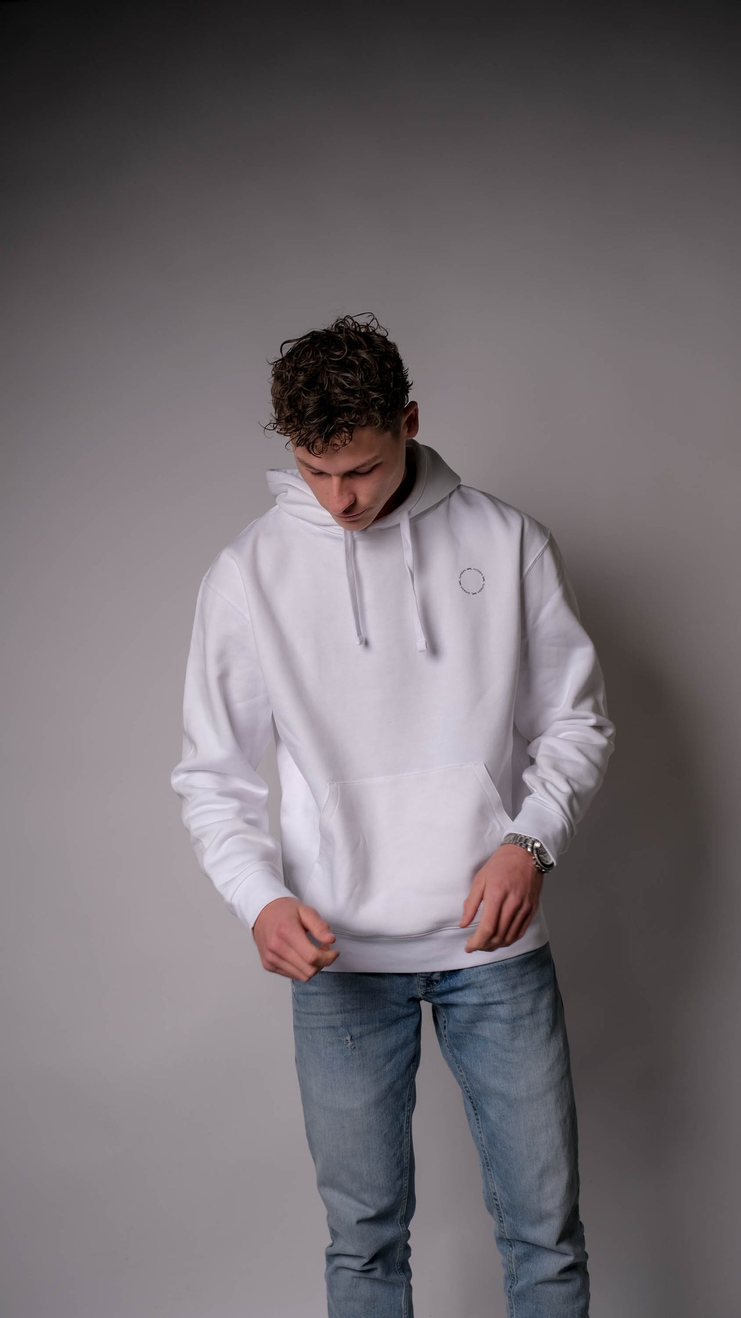 Black circle hoodie - Wit